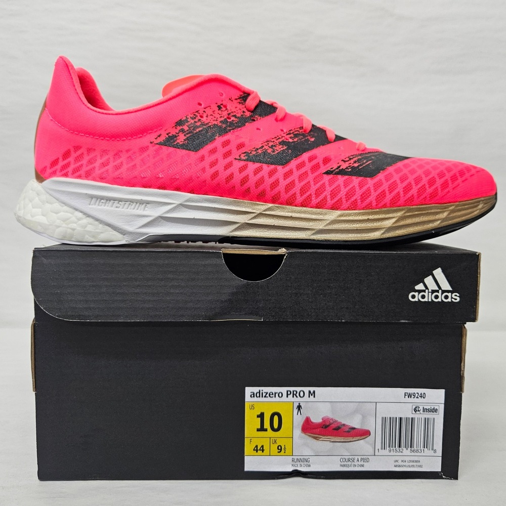 Adidas Adizero Pro M Running Shoes FW9240 Signal Pink Black Gold Men's Size 10
